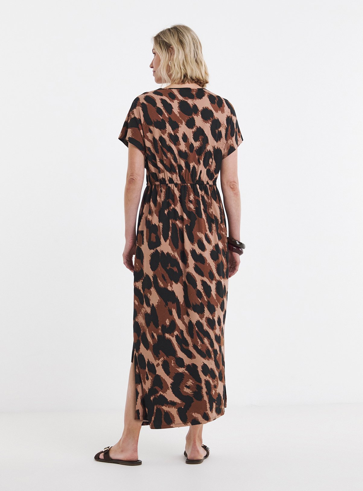 JD WILLIAMS Leopard Print Tie Waist Midaxi T-Shirt Dress 22 - Image 2 thumbnail